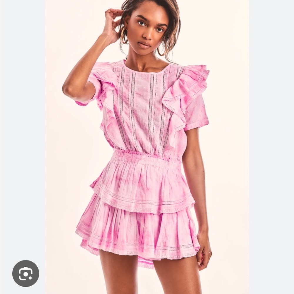 Island pink tie dye Natasha Love Shack Fancy Pink Ruffle Dress